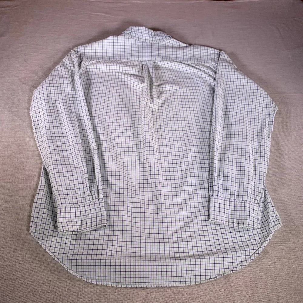 Ralph Lauren Classic Fit Mens Large Green Blue Check‎ Cotton Button Down Shirt